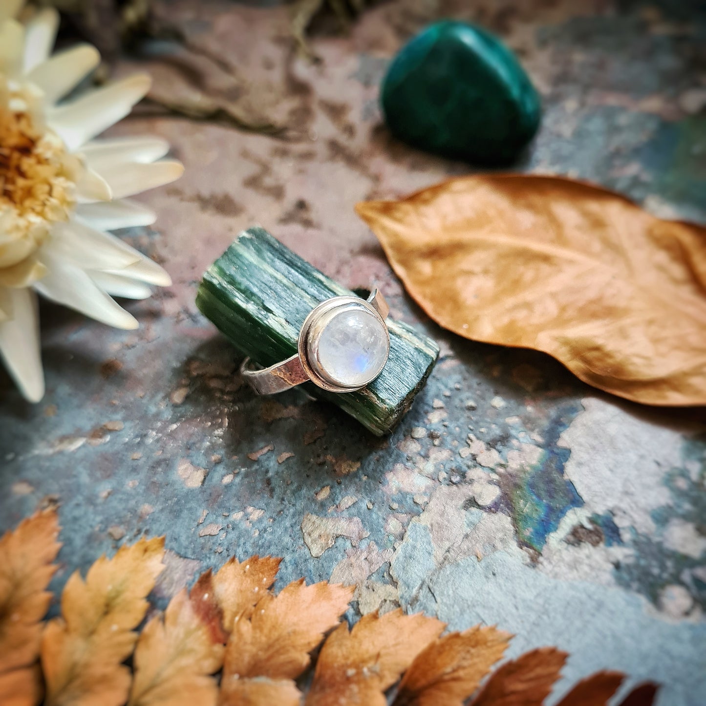 Rainbow Moonstone Ring - 100% Recycled Silver