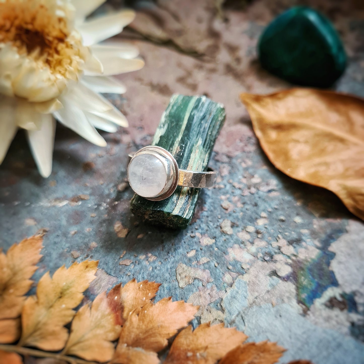 Rainbow Moonstone Ring - 100% Recycled Silver