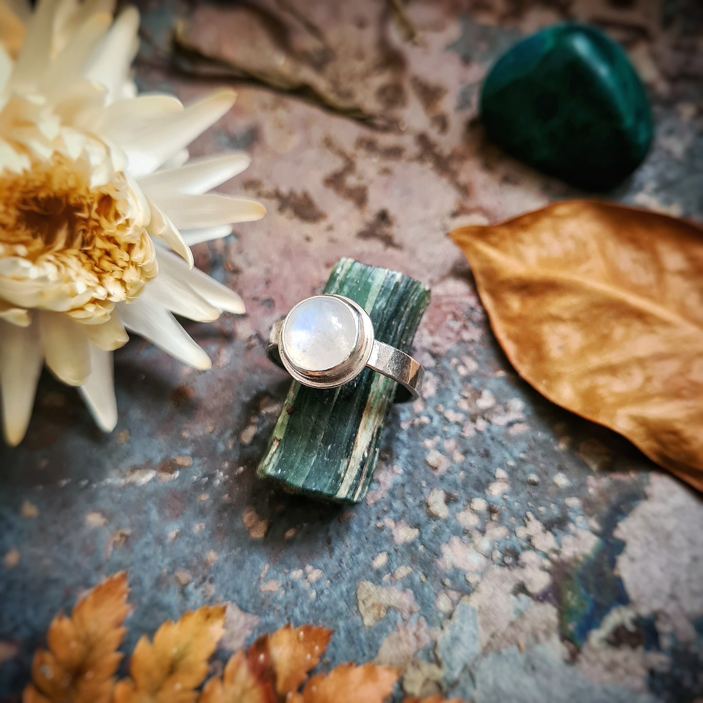 Rainbow Moonstone Ring - 100% Recycled Silver
