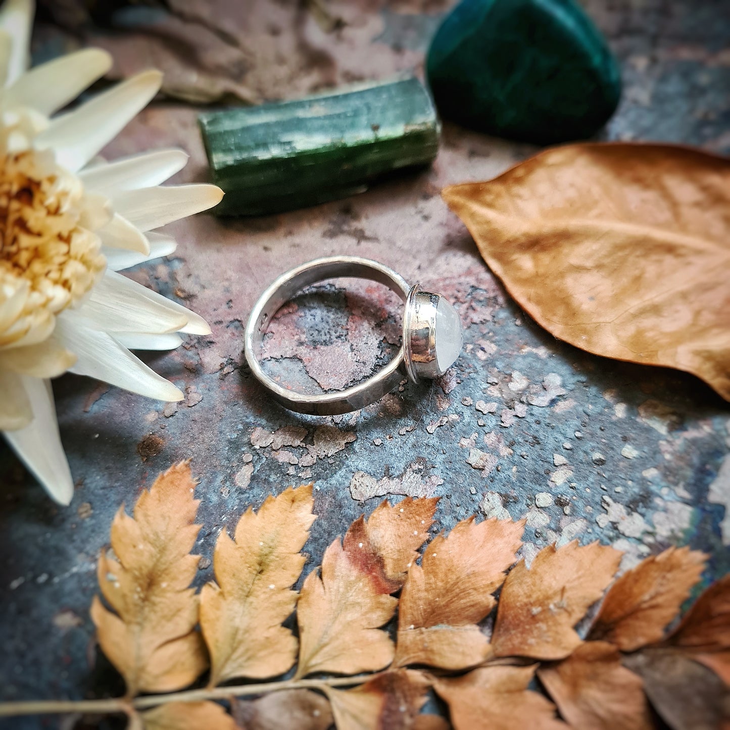 Rainbow Moonstone Ring - 100% Recycled Silver