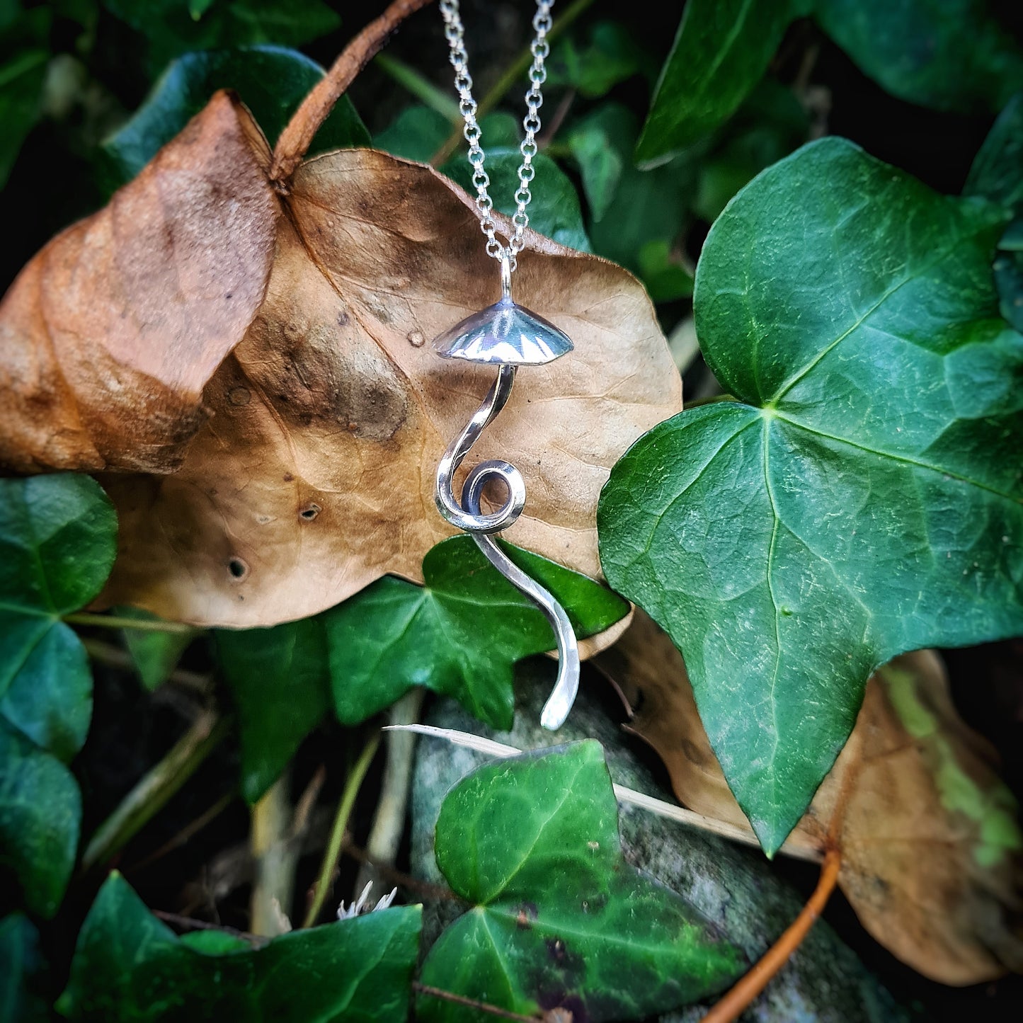 Magical Mushroom Pendant - 100% Recycled Sterling Silver