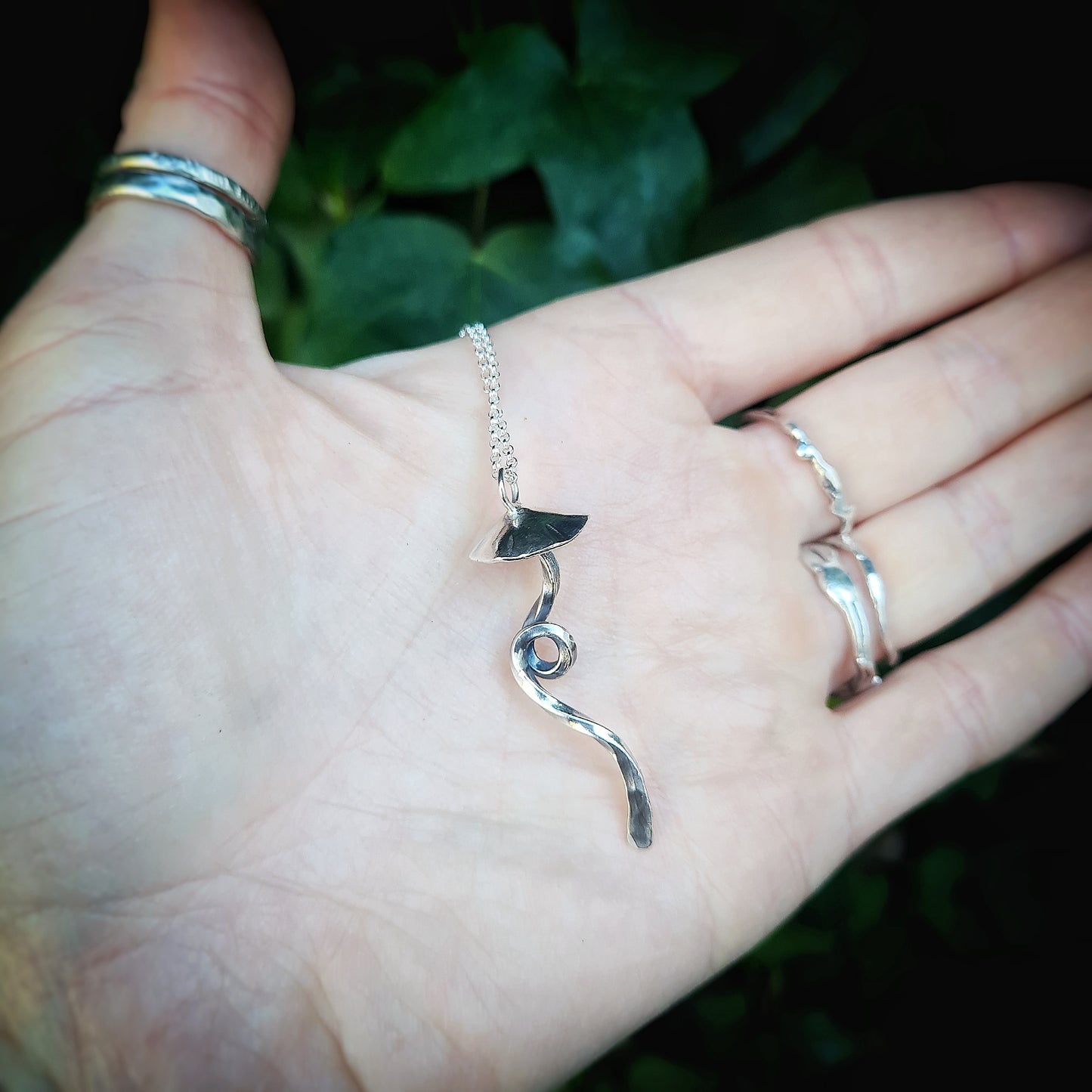 Magical Mushroom Pendant - 100% Recycled Sterling Silver