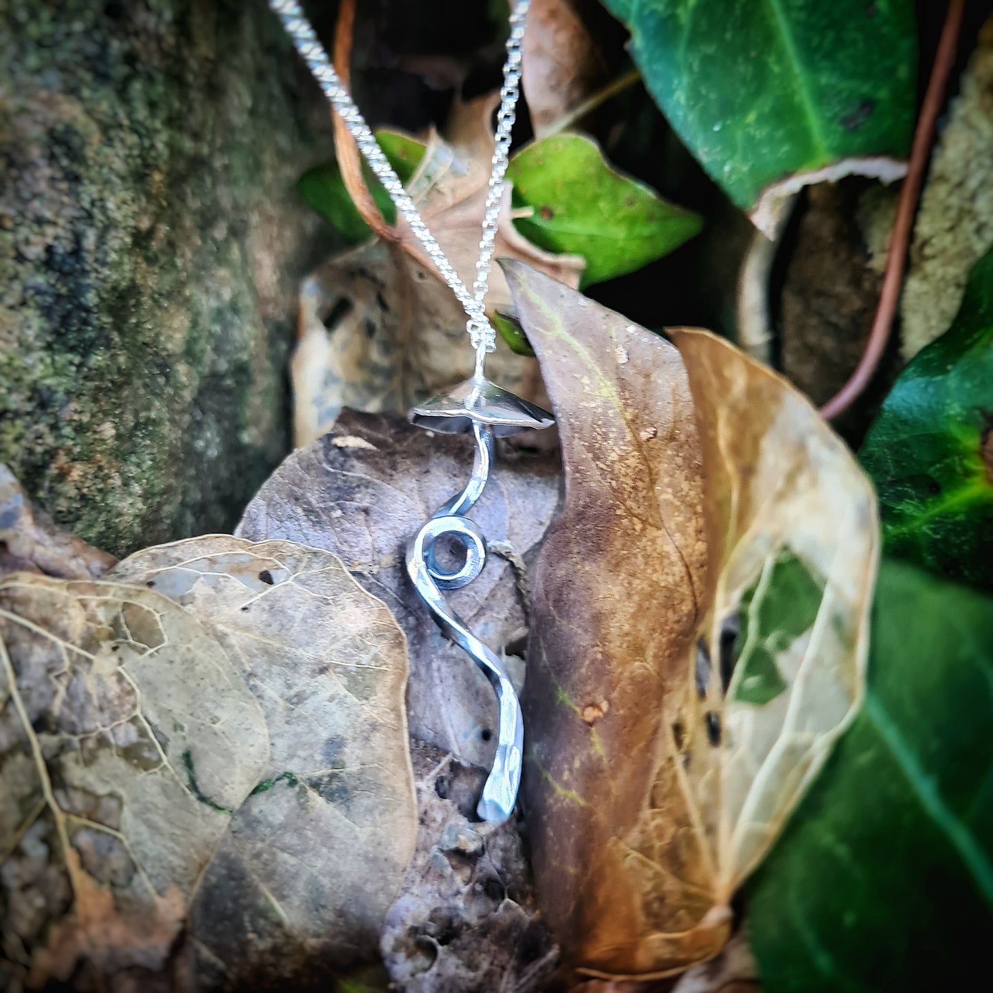 Magical Mushroom Pendant - 100% Recycled Sterling Silver