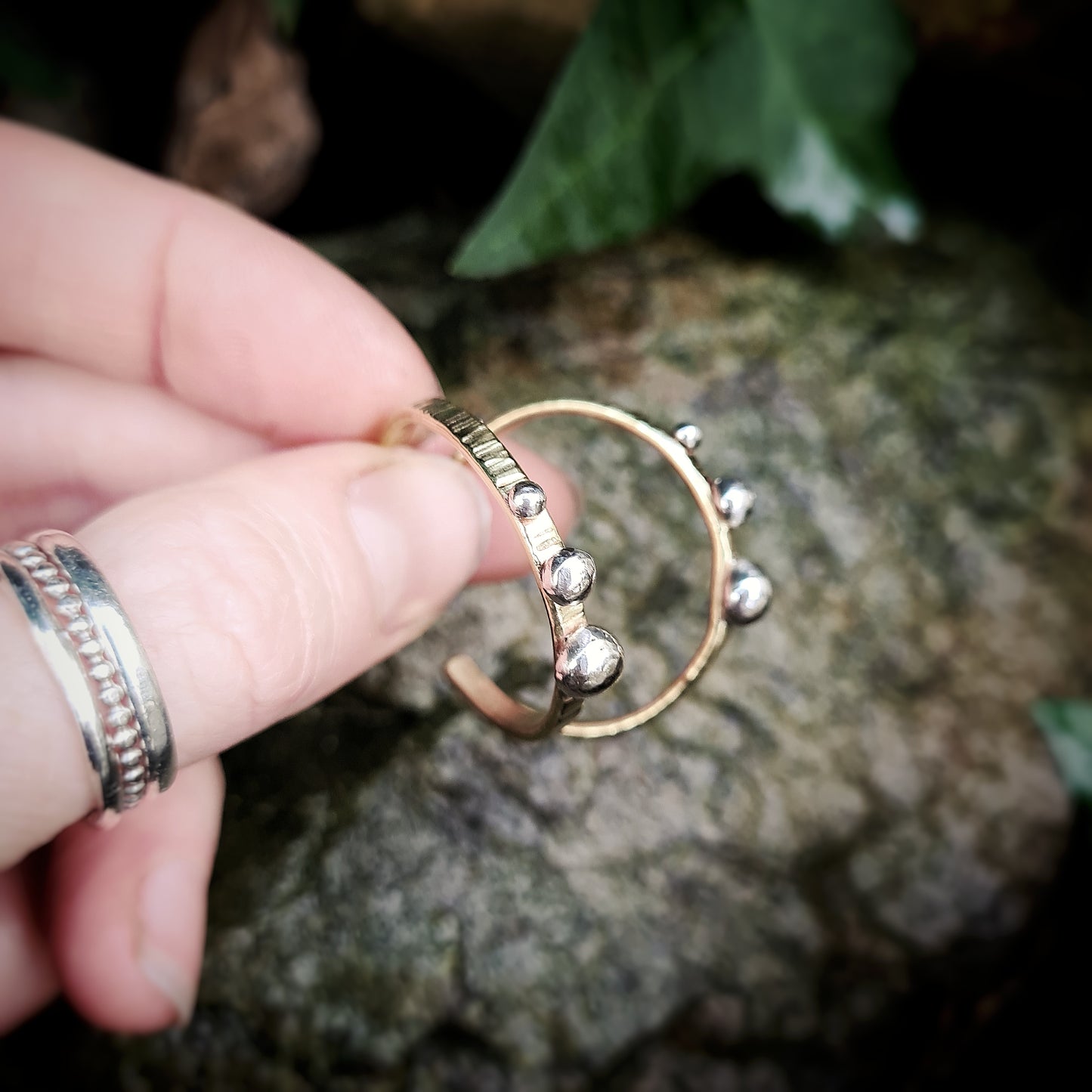 Brass and Recycled Silver Stud Hoops