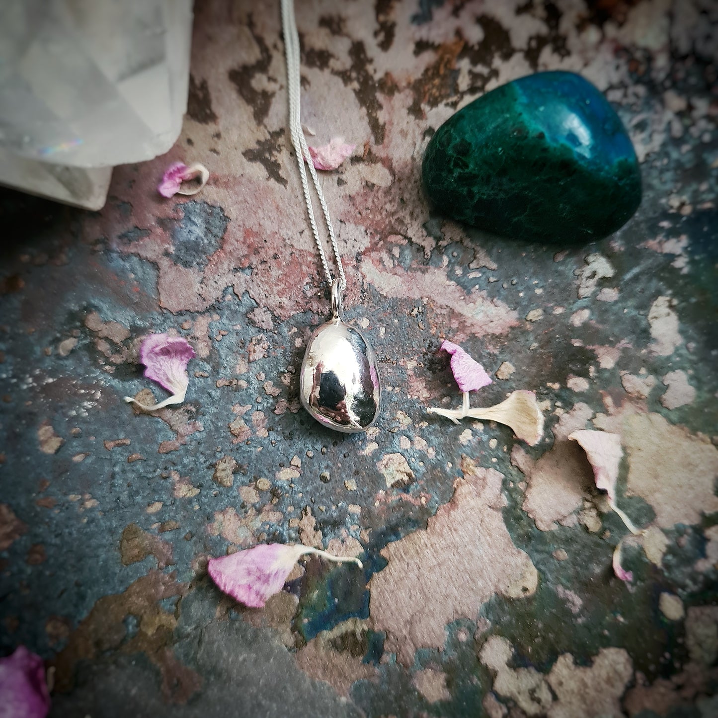 Solid Silver Pebble Pendant - 100% Recycled ♻️