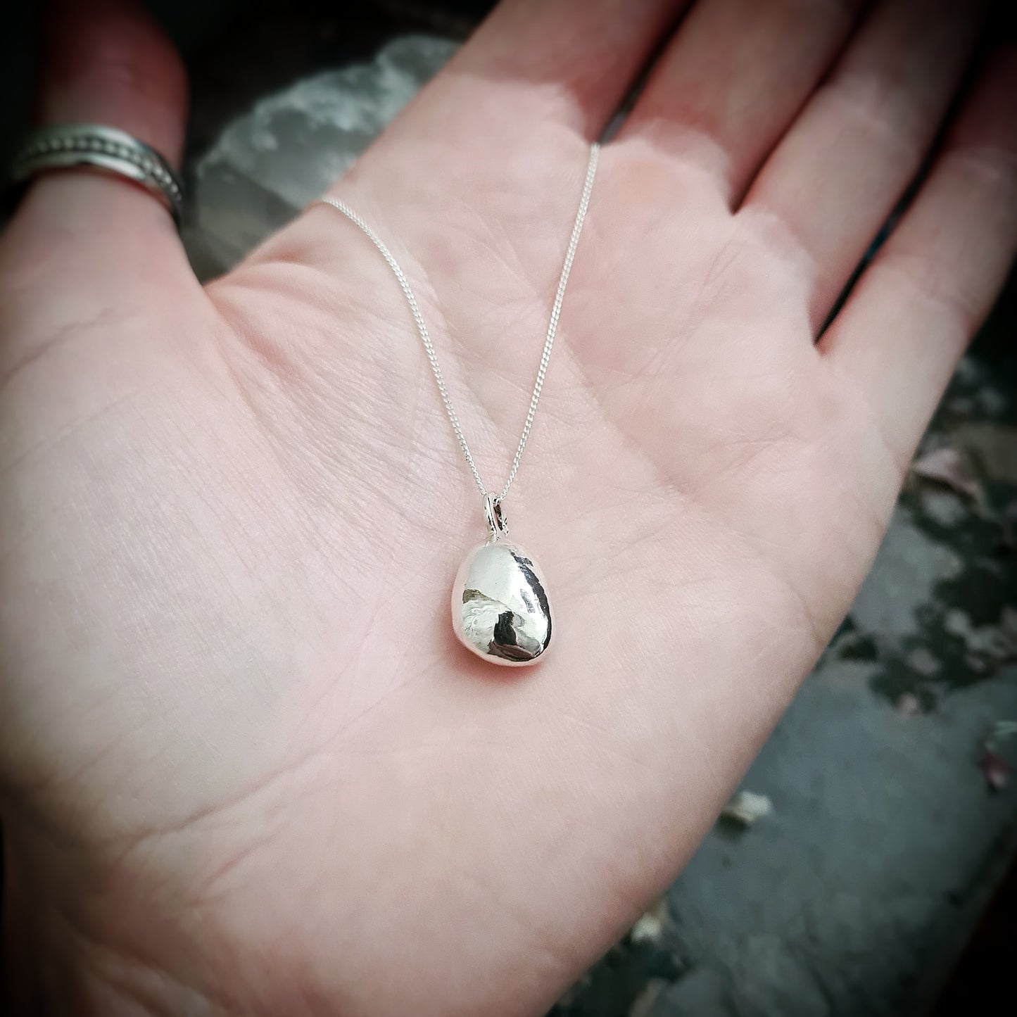 Solid Silver Pebble Pendant - 100% Recycled ♻️