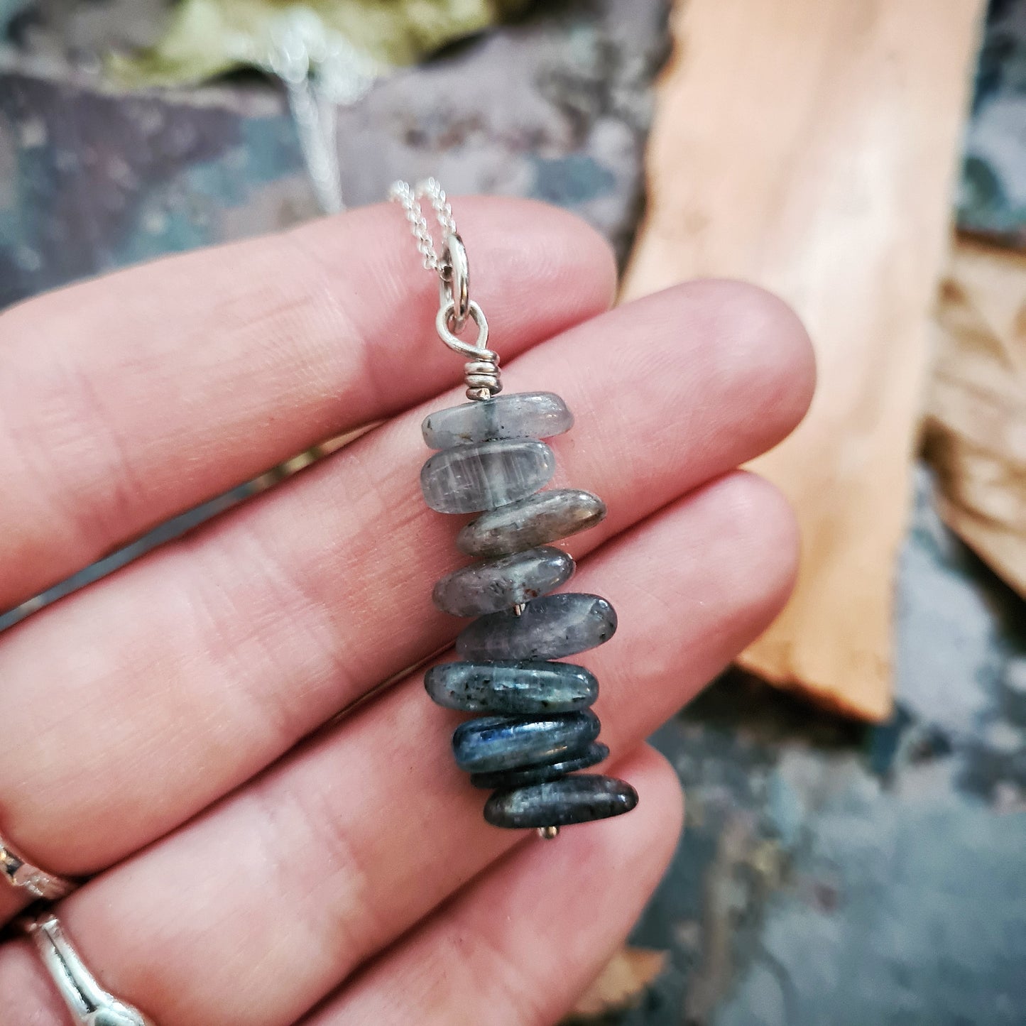 Kyanite Stack Pendant with 100% Recycled Silver