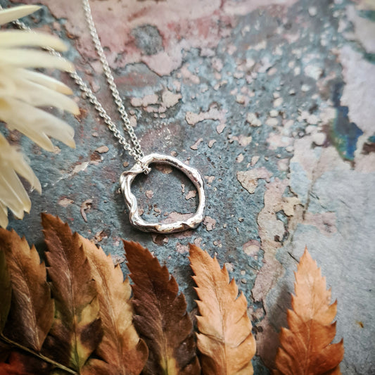 Melted Wreath Pendant - 100% Recycled Sterling Silver