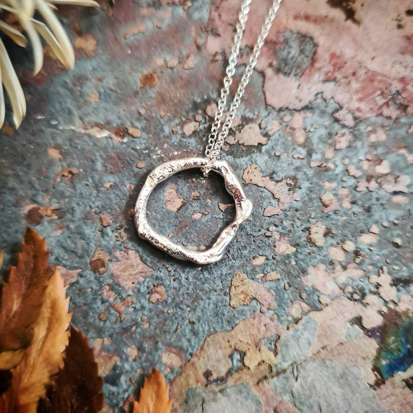 Melted Wreath Pendant - 100% Recycled Sterling Silver