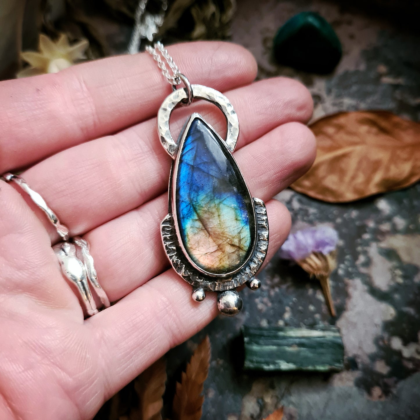 Supreme Flashy Labradorite Pendant - 100% Recycled Silver