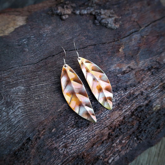 Flame Patina Leaf Earrings