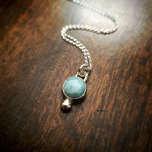 Mini Faceted Amazonite Pendant - 100% Recycled Silver