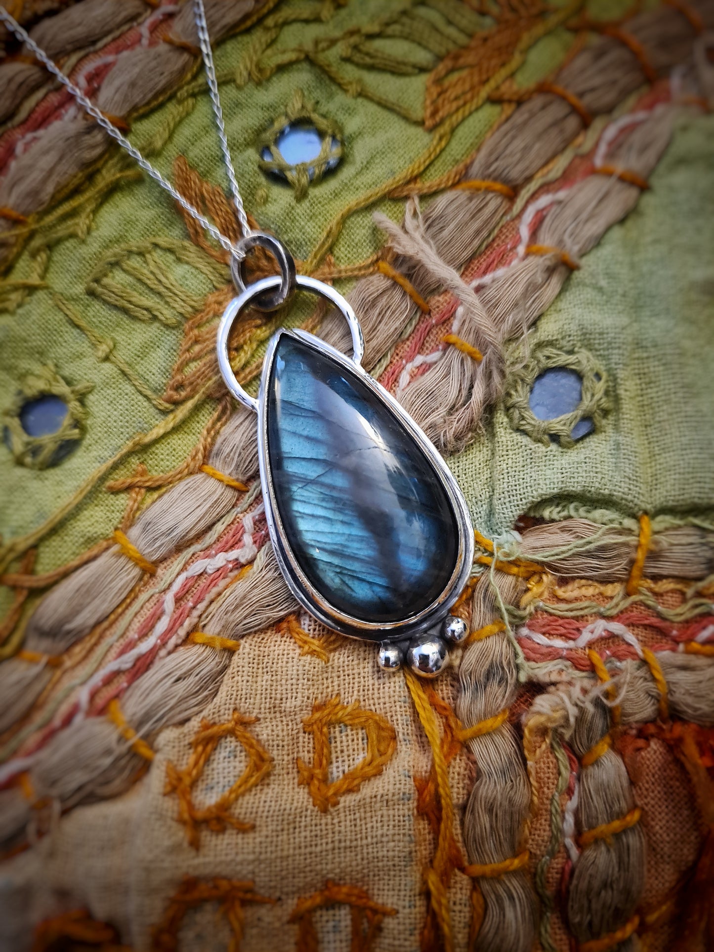 Large Labradorite Pendant - 100% Recycled Silver