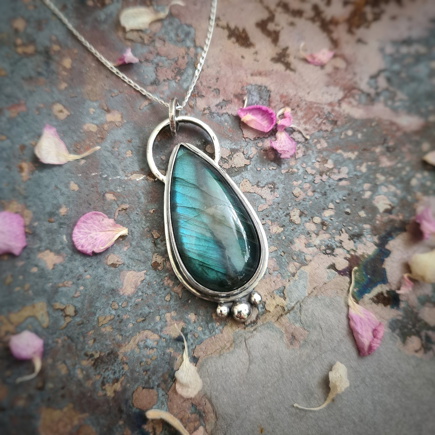 Large Labradorite Pendant - 100% Recycled Silver