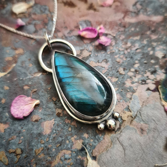 Large Labradorite Pendant - 100% Recycled Silver