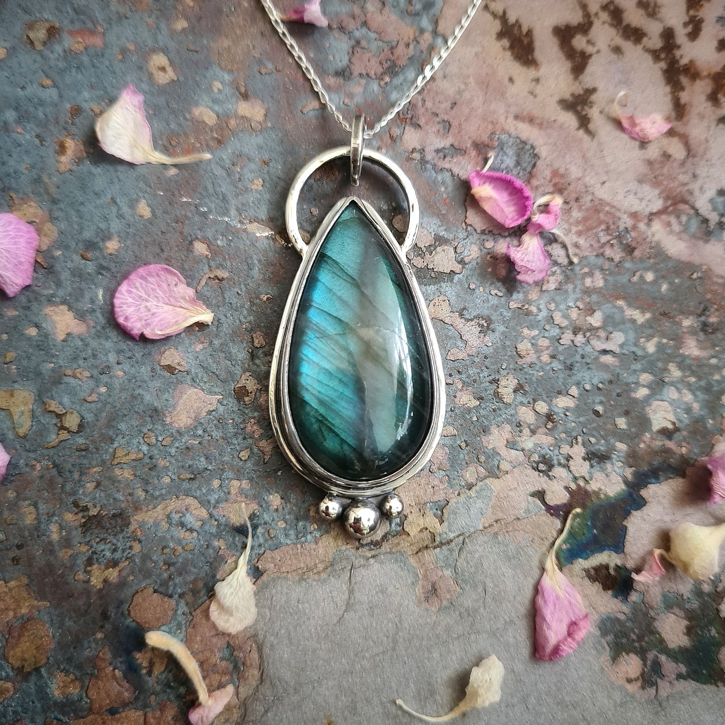 Large Labradorite Pendant - 100% Recycled Silver