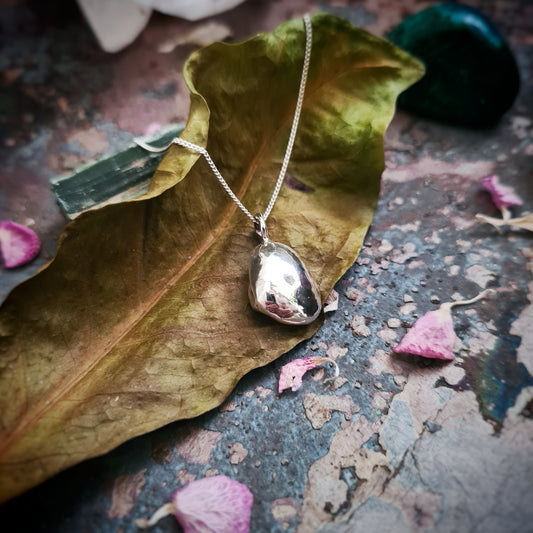 Solid Silver Pebble Pendant - 100% Recycled ♻️