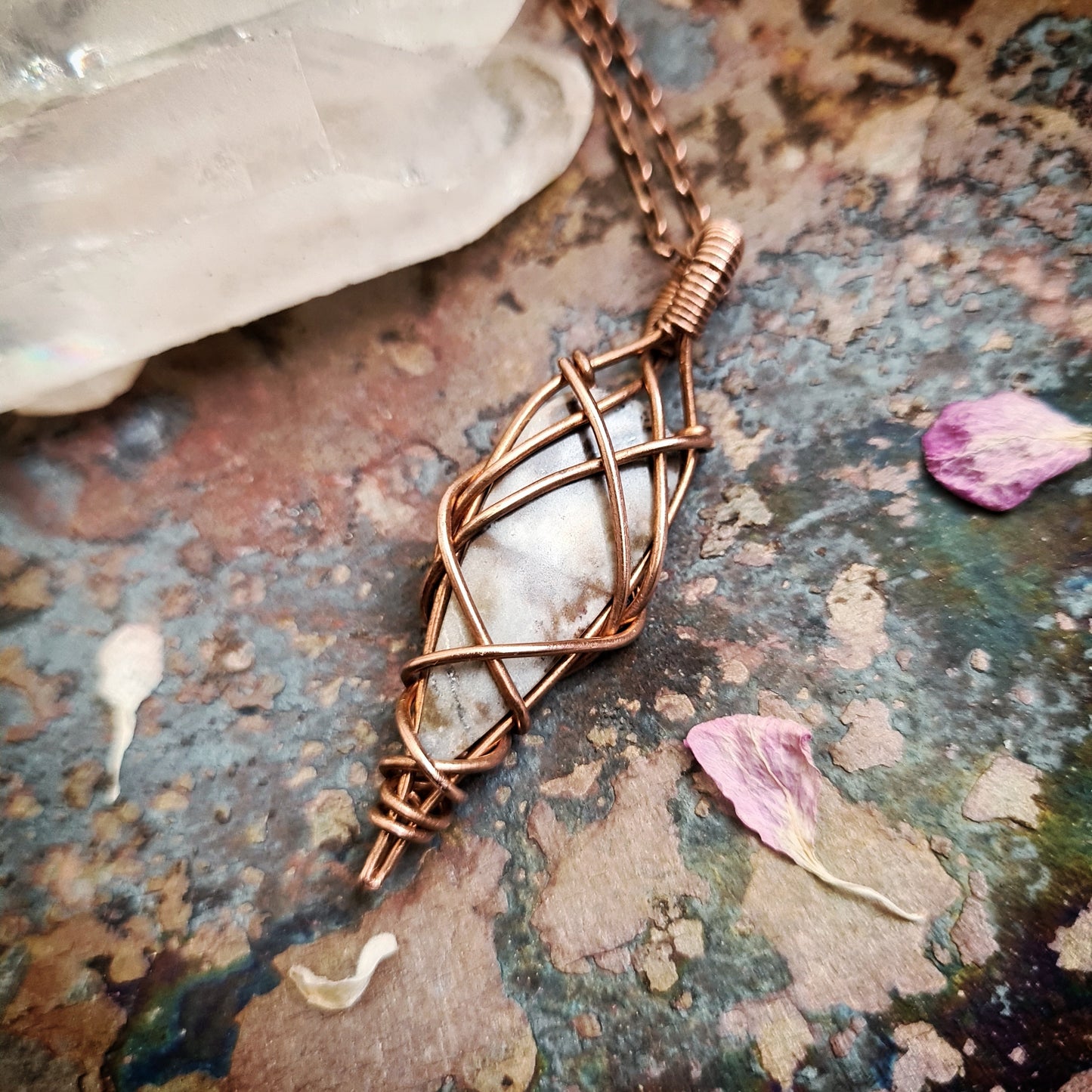 Coconut Jasper and Copper Pendant