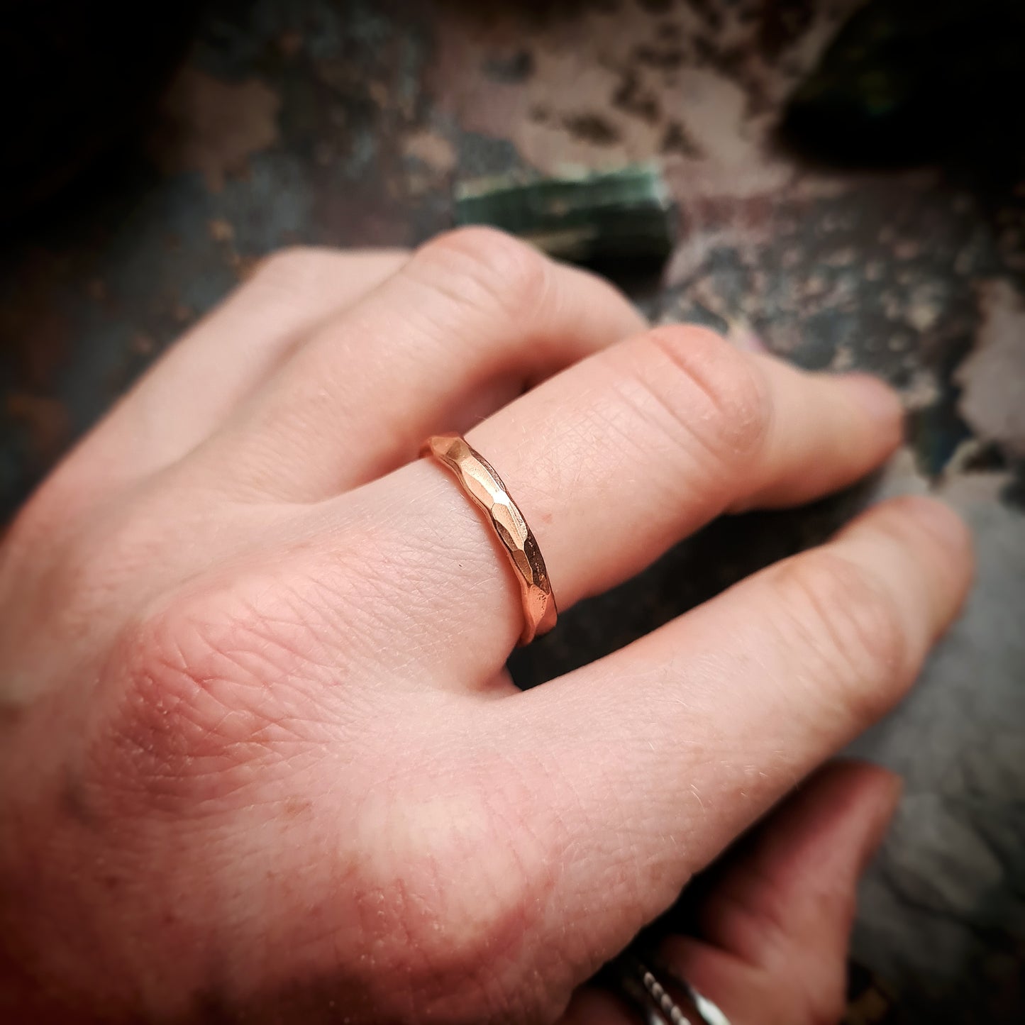 Slim, Hammered Ring - 100% Recycled Copper