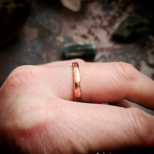 Slim, Hammered Ring - 100% Recycled Copper