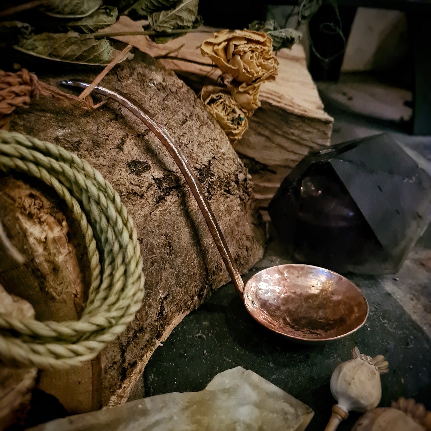 Copper Ladle - recycled copper with brass rivets.