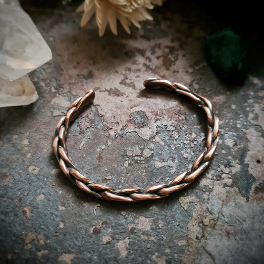 Open Plaited Copper Cuff - 100% Recycled Copper