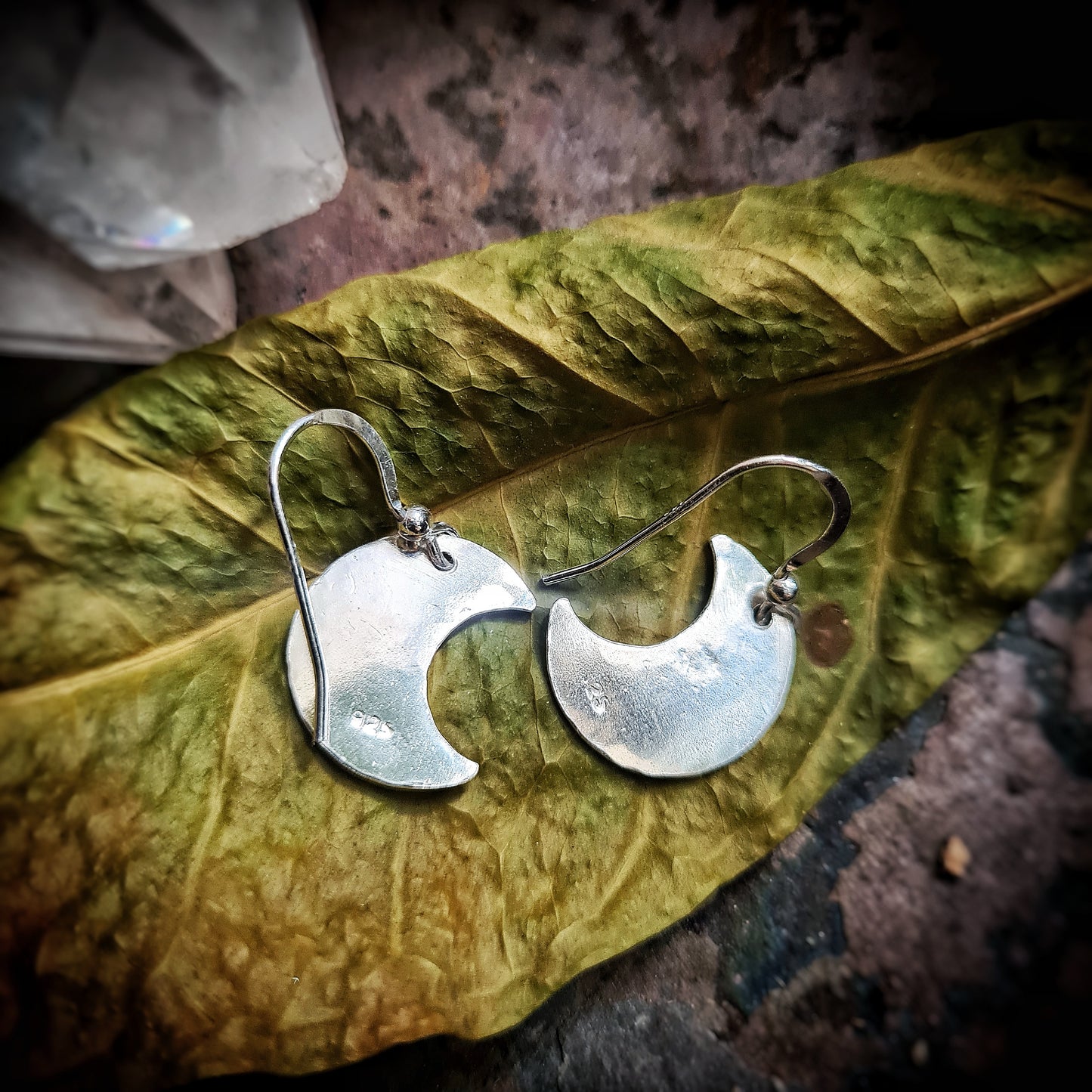 Crescent Moon Earrings - 100% Recycled Sterling Silver