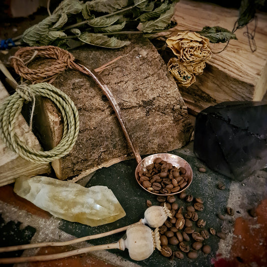 Copper Ladle - recycled copper with brass rivets.