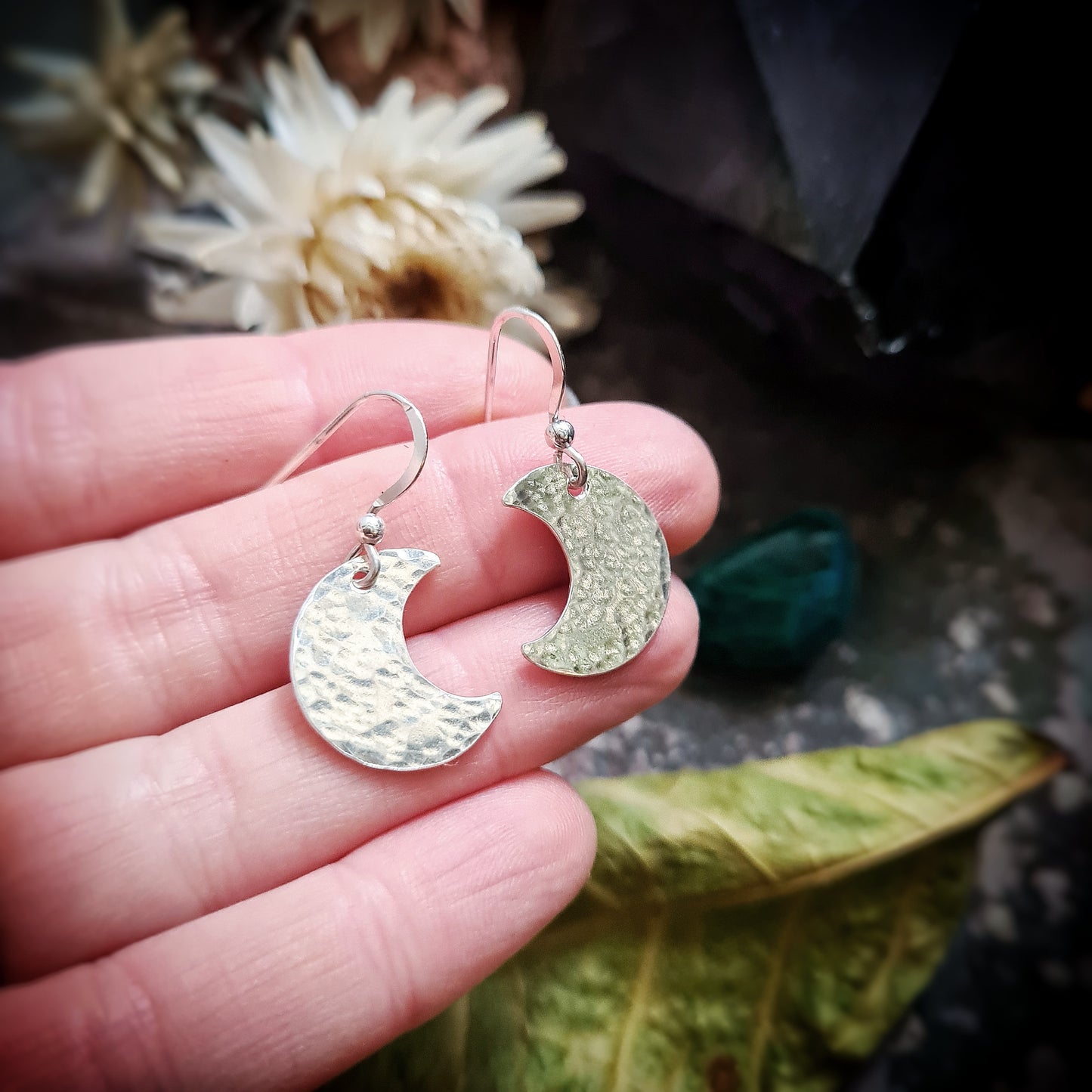 Crescent Moon Earrings - 100% Recycled Sterling Silver