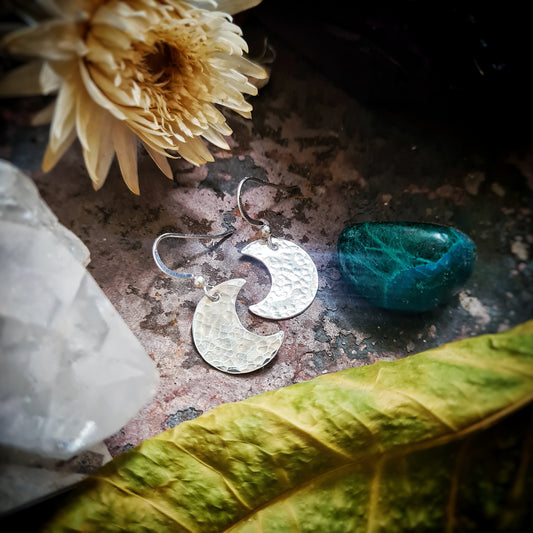 Crescent Moon Earrings - 100% Recycled Sterling Silver